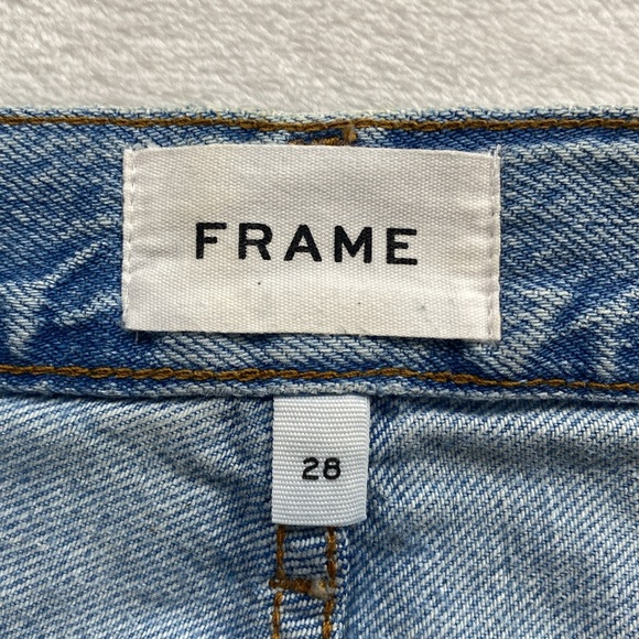 Frame High Waist Straight Leg Double Knee Patch Distressed Jean (Coast Combo) - Picture 15 of 16